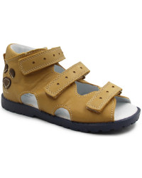 Kapcie ortopedyczne z misiem dla chłopca do przedszkola Kornecki OR 16 rudy skóra