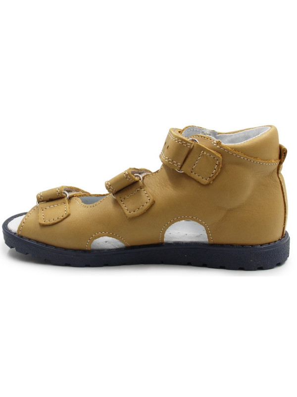 Kapcie ortopedyczne z misiem dla chłopca do przedszkola Kornecki OR 16 rudy skóra