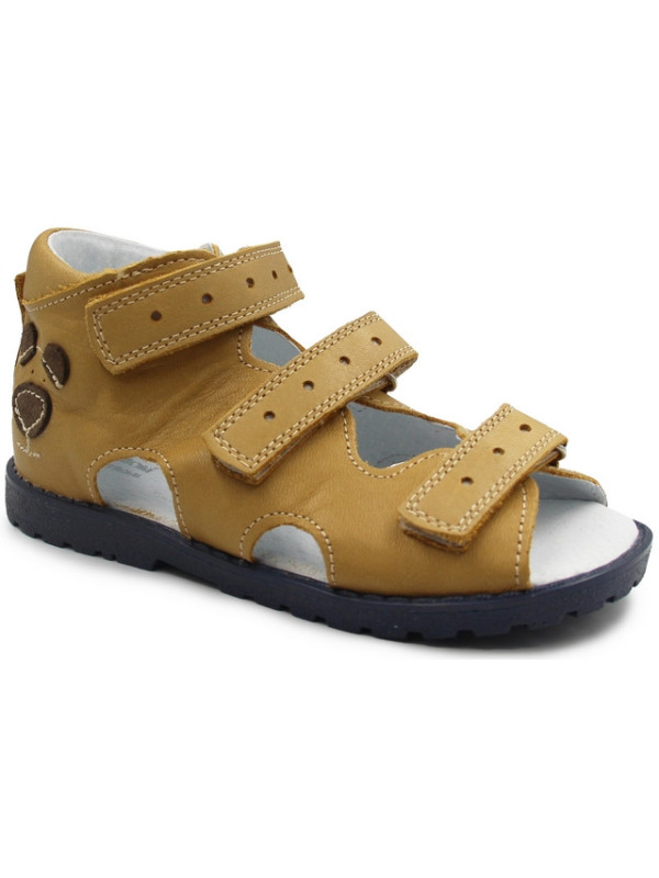 Kapcie profilaktyczne chłopięce z misiem do przedszkola Kornecki OR 116 rudy skóra