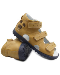 Kapcie profilaktyczne chłopięce z misiem do przedszkola Kornecki OR 116 rudy skóra