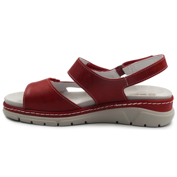 Eleganckie czerwone sandały na lato ze skóry naturalnej Suave 710011-04