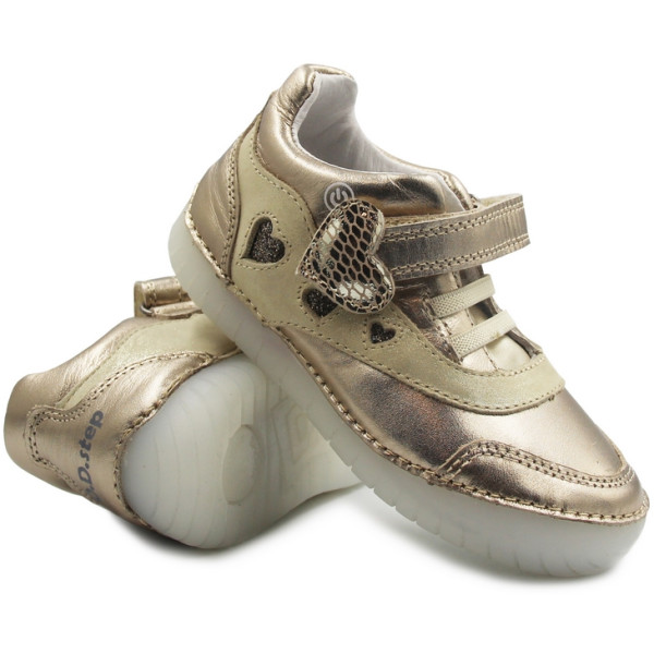Świecące buty LED dla dziewczynki D.D.Step s050-374b złoty