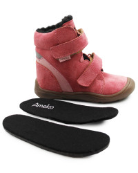 Buty Na Zimę Dla Dziewczynki Barefoot + Wkładka Ocieplana Ameko Dudu-Coral