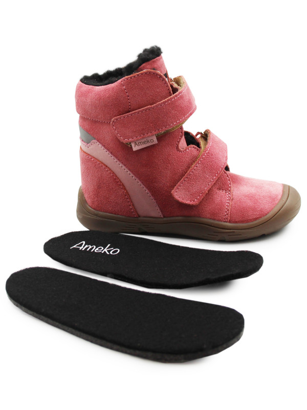 Buty Na Zimę Dla Dziewczynki Barefoot + Wkładka Ocieplana Ameko Dudu-Coral