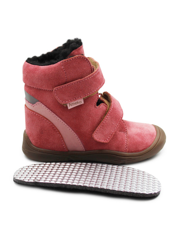 Buty Na Zimę Dla Dziewczynki Barefoot + Wkładka Ocieplana Ameko Dudu-Coral