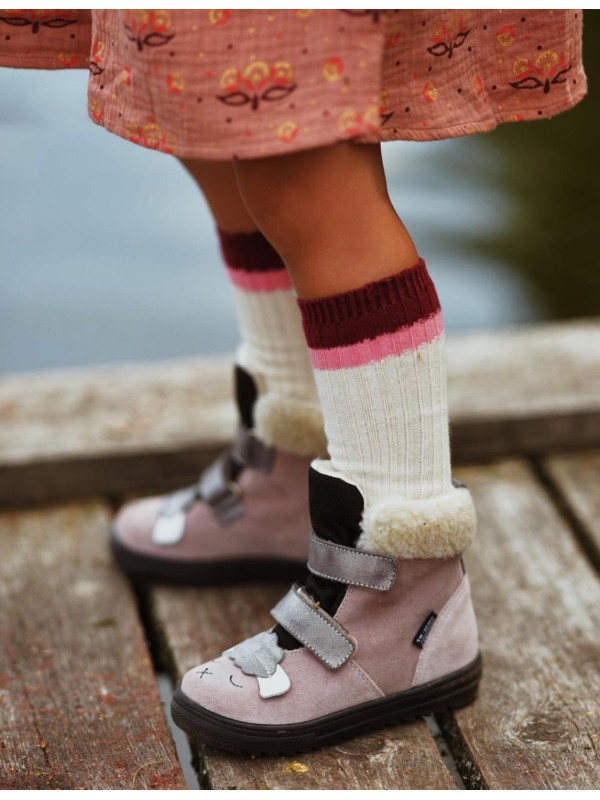 Buty Na Zimę Dla Dziewczynki Kozaczki Mido 22-07 Różowe z Membraną Te-Por