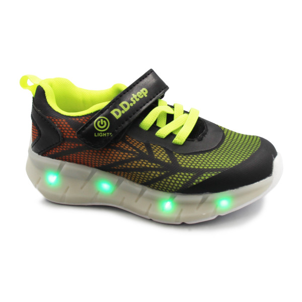 Półbuty Dla Chłopców Sportowe Na Wiosnę LED DD Step f061-391am Black