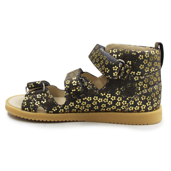 Sandały Dla Dziewczynki Profilaktyczne Mido 815 Antracyt Kwiaty