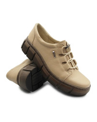 Damskie Buty Skórzane Eleganckie Na Jesień Beżowe Helios 407