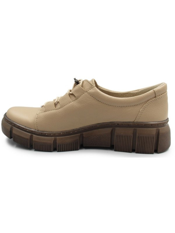 Damskie Buty Skórzane Eleganckie Na Jesień Beżowe Helios 407