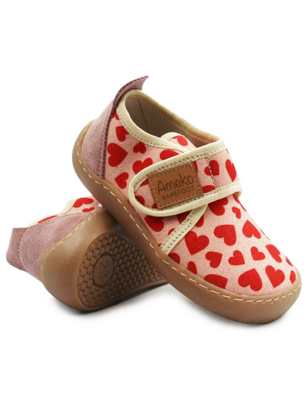 Kapcie Dziewczęce Do Szkoły i Przedszkola Barefoot Ameko Piko Hearts