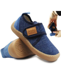 Kapcie Chłopięce Do Szkoły i Przedszkola Elastyczne Barefoot Ameko Piko Jeans