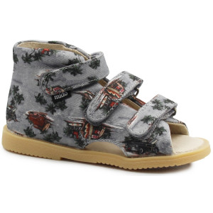 Profilaktyczne kapcie do przedszkola szkoły dla chłopca Mido 816 Szary Na Rzep