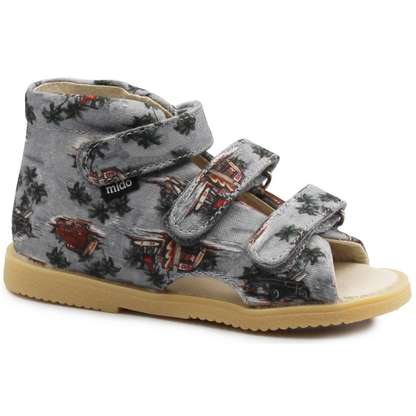 Profilaktyczne kapcie do przedszkola szkoły dla chłopca Mido 816 Szary Na Rzep