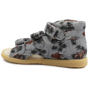 Profilaktyczne kapcie do przedszkola szkoły dla chłopca Mido 816 Szary Na Rzep
