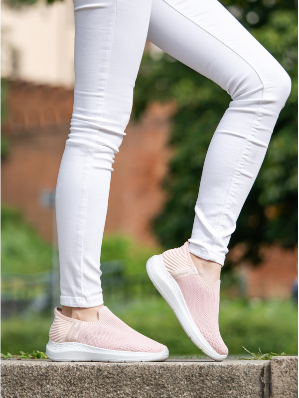 Damskie Buty Na Wiosnę Sportowe Skechers Wojtyłko 7A25388R Pudrowy Róż Do szkoły