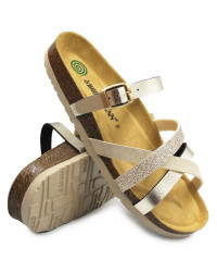 Złote eleganckie laczki dla kobiet na lato Dr Brinkmann 700675-82