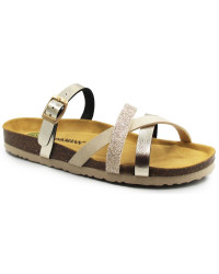 Złote eleganckie laczki dla kobiet na lato Dr Brinkmann 700675-82