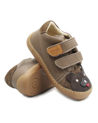 Chłopięce Buty Na Jesień Półbuty z Misiem Barefoot Ameko Otis Lion Taupe