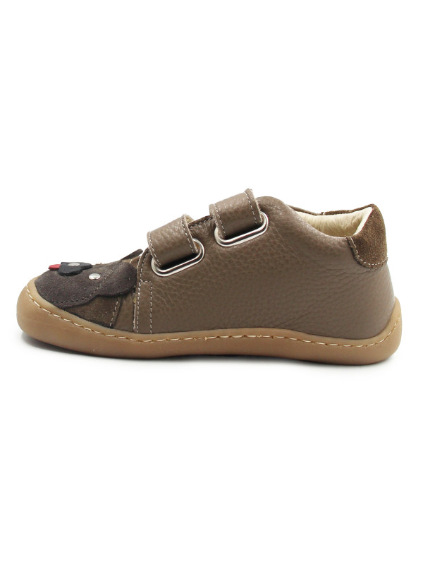 Chłopięce Buty Na Jesień Półbuty z Misiem Barefoot Ameko Otis Lion Taupe