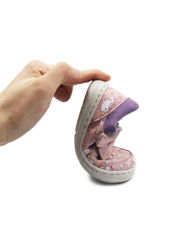 Buty Na Wiosnę Dla Dziewczynki w Jednorożce Barefoot Jamet 1126 Róż Pony