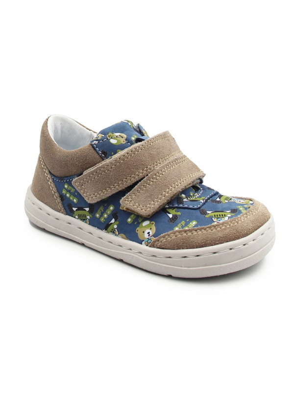 Dziecięce Buty Jesienne Na Rzep Barefoot w Misie Jamet 1126 Niebieski Miś