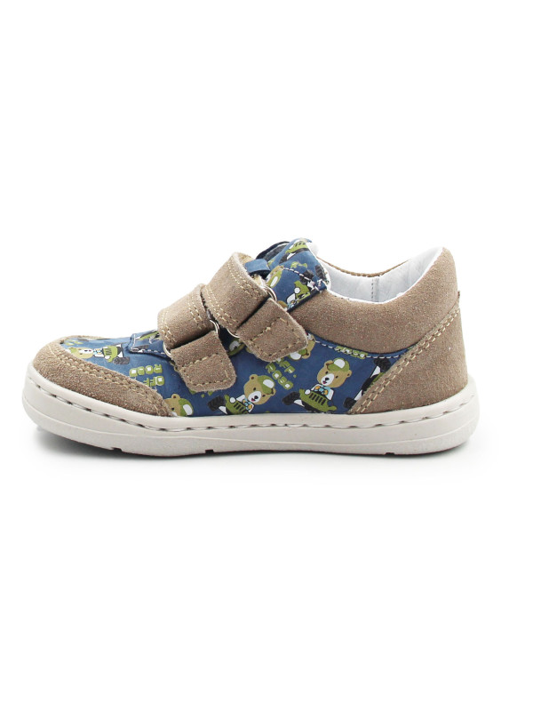 Dziecięce Buty Jesienne Na Rzep Barefoot w Misie Jamet 1126 Niebieski Miś