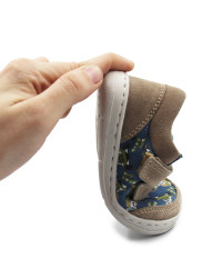 Dziecięce Buty Jesienne Na Rzep Barefoot w Misie Jamet 1126 Niebieski Miś