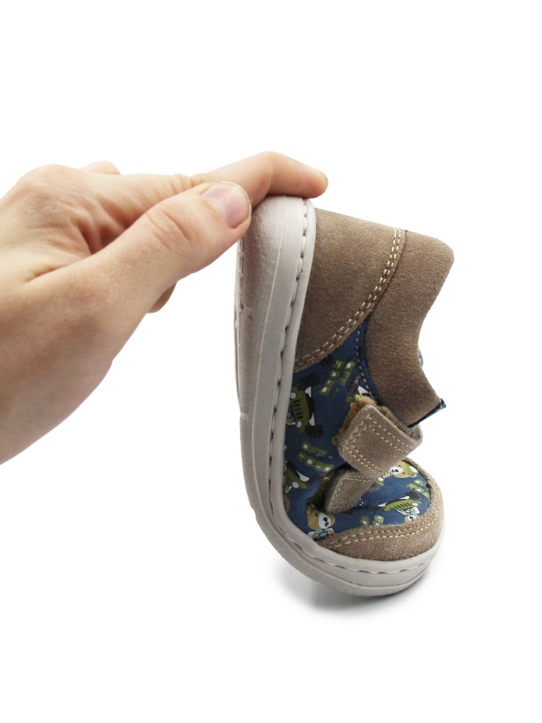Dziecięce Buty Jesienne Na Rzep Barefoot w Misie Jamet 1126 Niebieski Miś