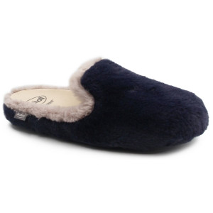Futrzane kapcie damskie na zimę Scholl Maddy Double Med mf309081048 Navy Blue