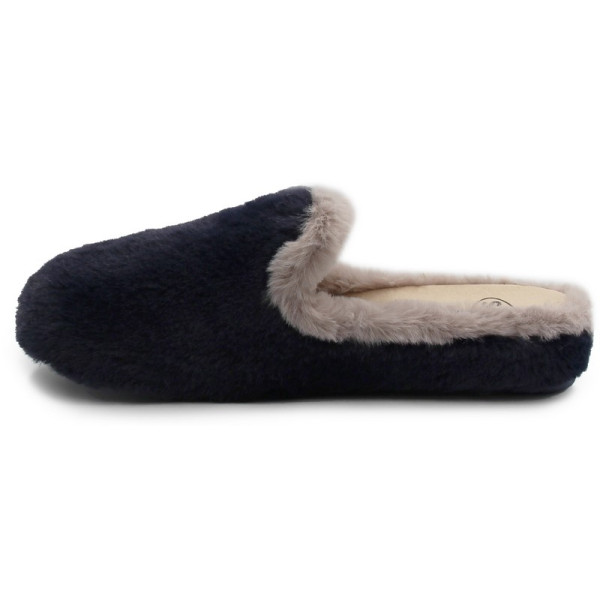 Futrzane kapcie damskie na zimę Scholl Maddy Double Med mf309081048 Navy Blue