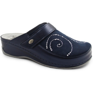 Klapki damskie na koturnie Scholl Gemini Strap mf308871040 Navy Blue