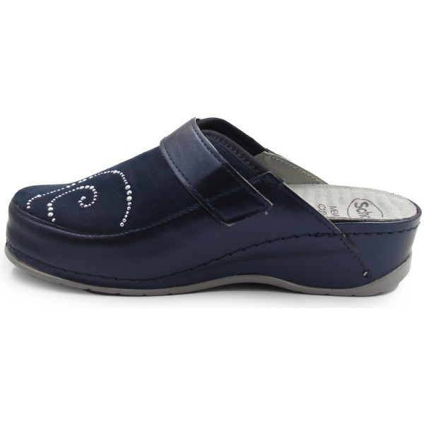 Klapki damskie na koturnie Scholl Gemini Strap mf308871040 Navy Blue