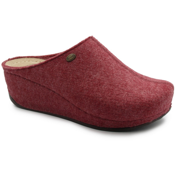 Domowe klapki na koturnie czerwone Scholl Iverness Wedge med mf308981609 Rose