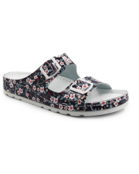 Klapki Damskie Do Pracy Ze Skóry Naturalnej Helios 288 w Kwiaty