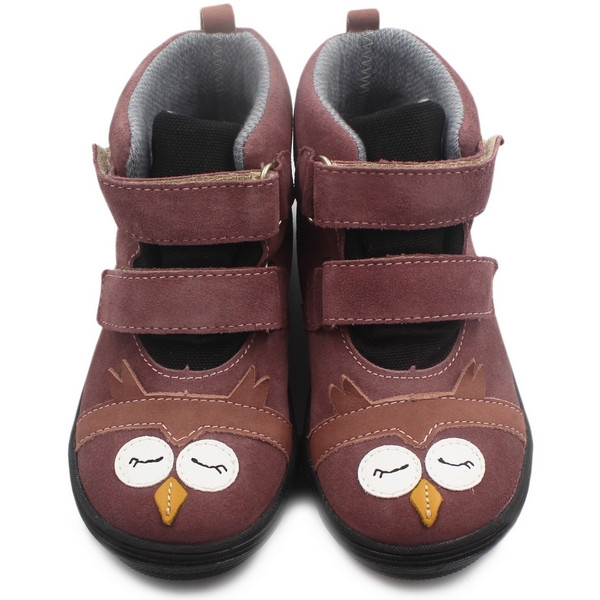 Buty dla dziewczynki ocieplane MIDO Sowa Nubuk Rzepy 22-20 Róż