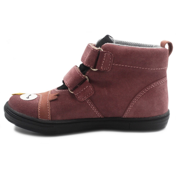 Buty dla dziewczynki ocieplane MIDO Sowa Nubuk Rzepy 22-20 Róż