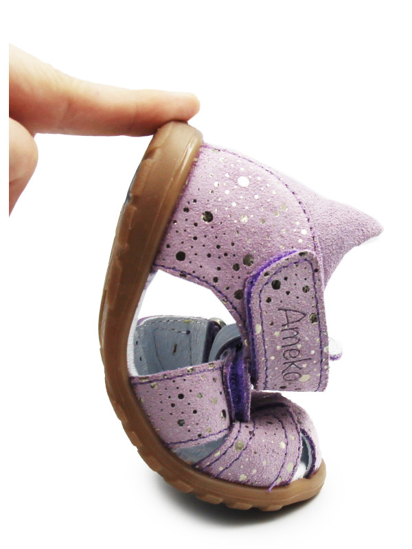 Sandałki Dla Dziewczynki Połsandały Zabudowana Pięta Ameko Lilac Fleck