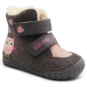 Ocieplane buty zimowe dla dziewczynki błyszczące DD STEP W029-362Y