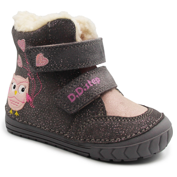 Ocieplane buty zimowe dla dziewczynki błyszczące DD STEP W029-362Y