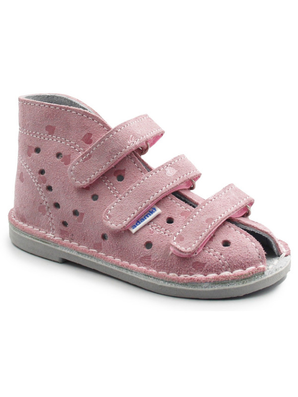 Pierwsze kapcie do przedszkola dla dziewczynek z wysokim zapiętkiem Adamki w serduszka