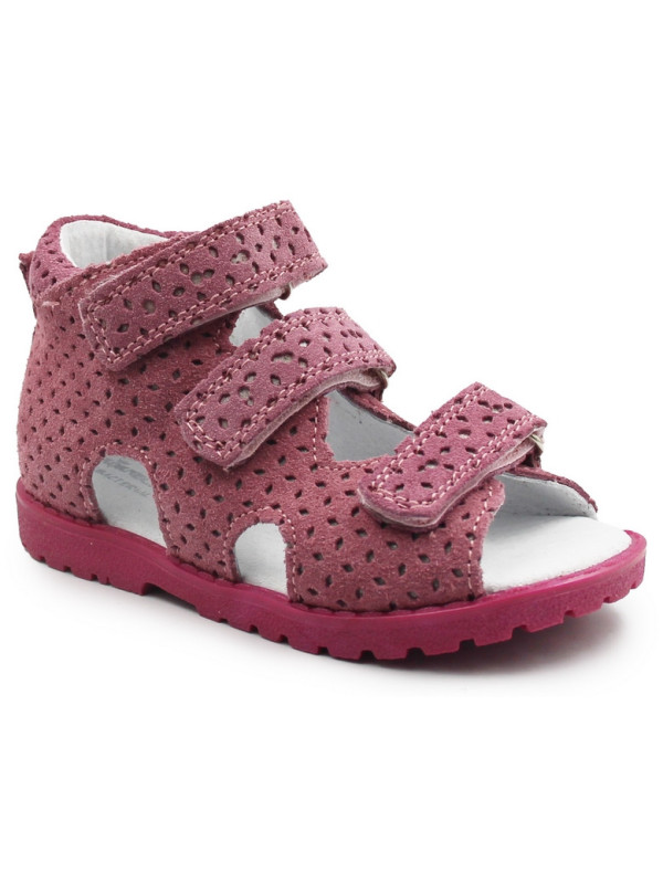 Sandałki z wysokim zapiętkiem dla dziecka do szkoły Kornecki OR 03 róż/s