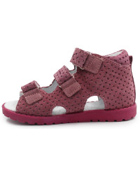 Sandałki z wysokim zapiętkiem dla dziecka do szkoły Kornecki OR 03 róż/s