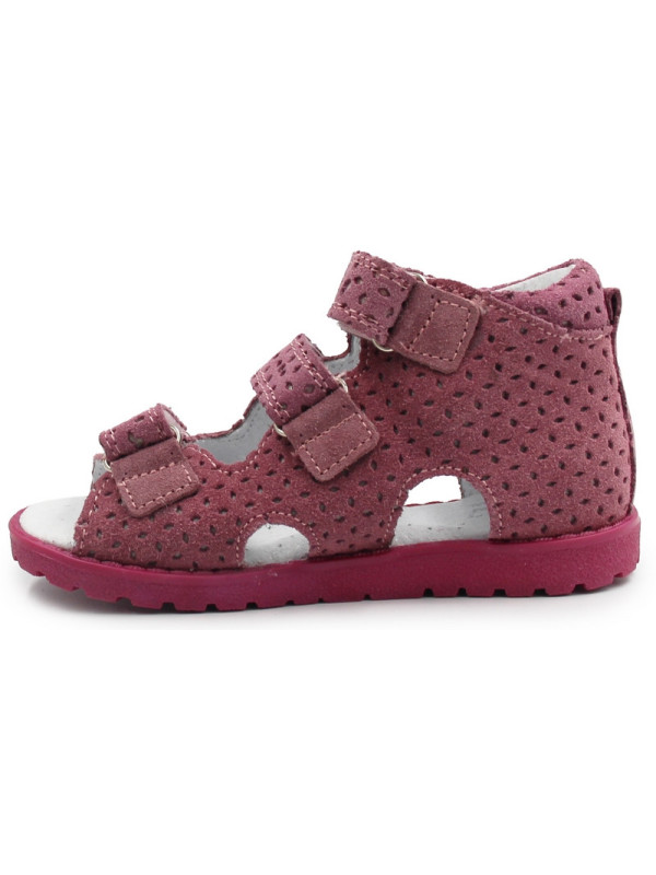 Sandałki z wysokim zapiętkiem dla dziecka do szkoły Kornecki OR 03 róż/s