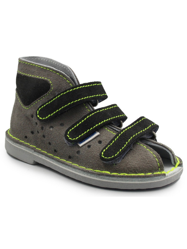 Kapcie profilaktyczne dla chłopca z wysokim zapiętkiem Adamki 012 (16) popiel/szary