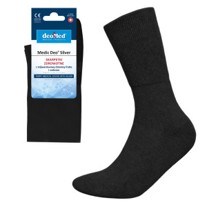 Skarpety Dla Diabetyków Frotte z Jonami Srebra Czarne Medic Deo Silver