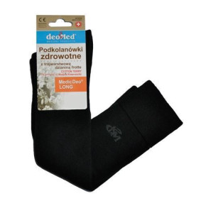 Podkolanówki Zdrowotne z Trójwarstwową Dzianiną Frotte Czarne Medic Deo Long