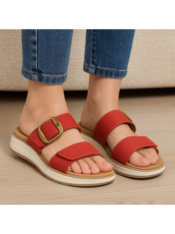 Klapki Damskie Batz Karina Czerwone