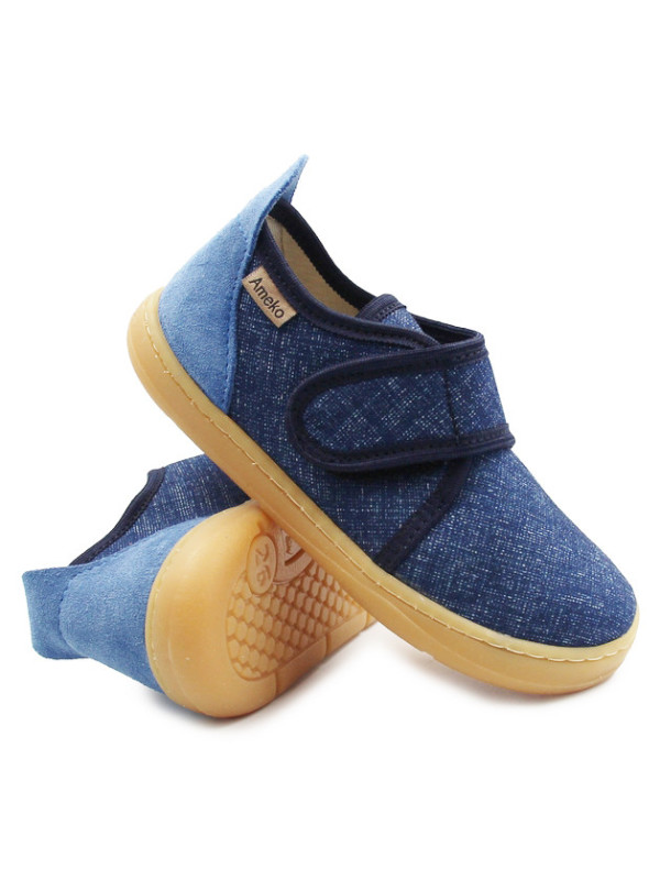 Kapcie Szkolne i Do Przedszkola Dla Chłopca Elastyczne Barefoot Ameko Jeans