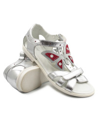 Sandały Dziewczęce Na Lato Srebrne z Motylkiem Bartek w-39209/12d